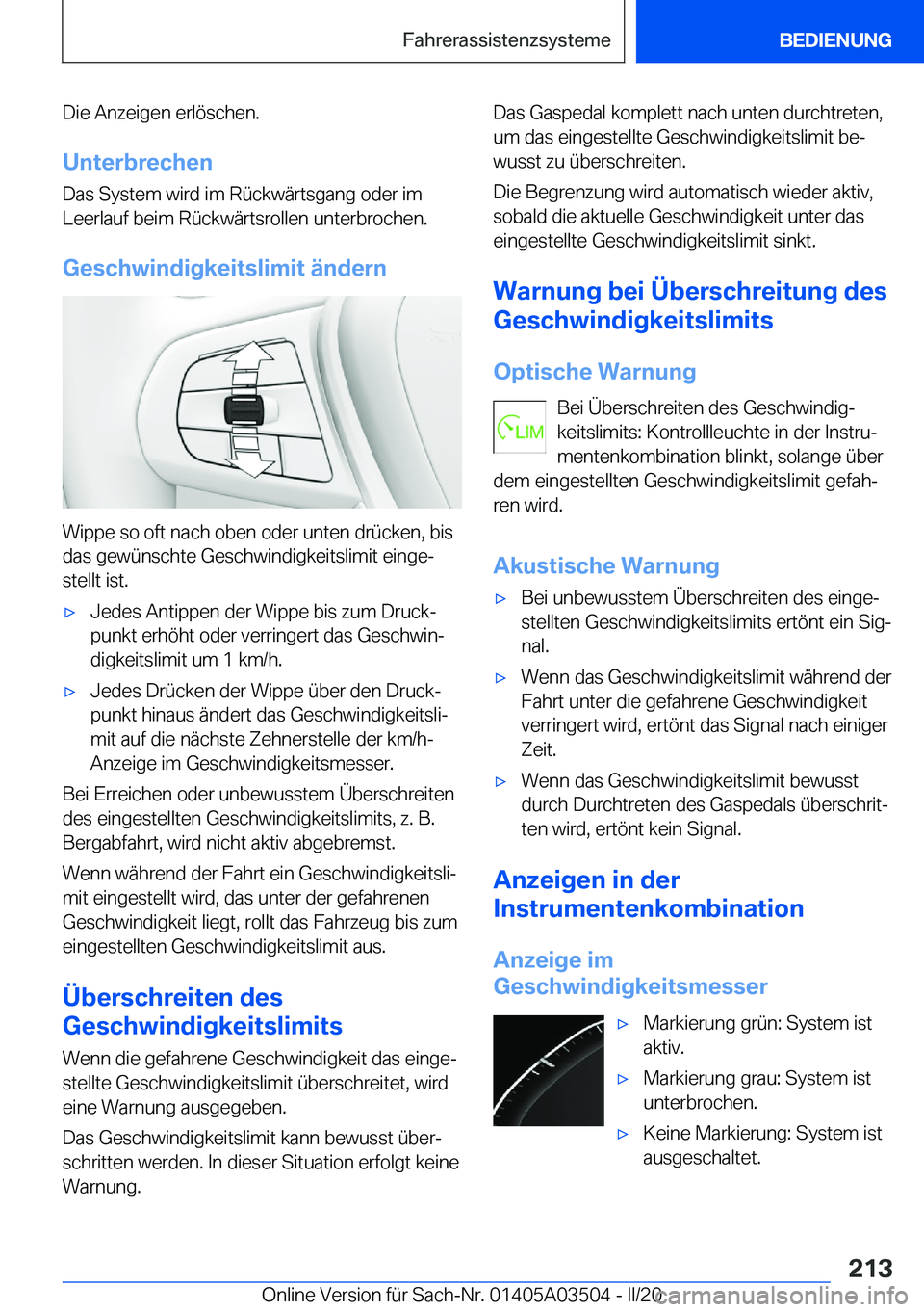 BMW X3 2020  Betriebsanleitungen (in German) �D�i�e��A�n�z�e�i�g�e�n��e�r�l�