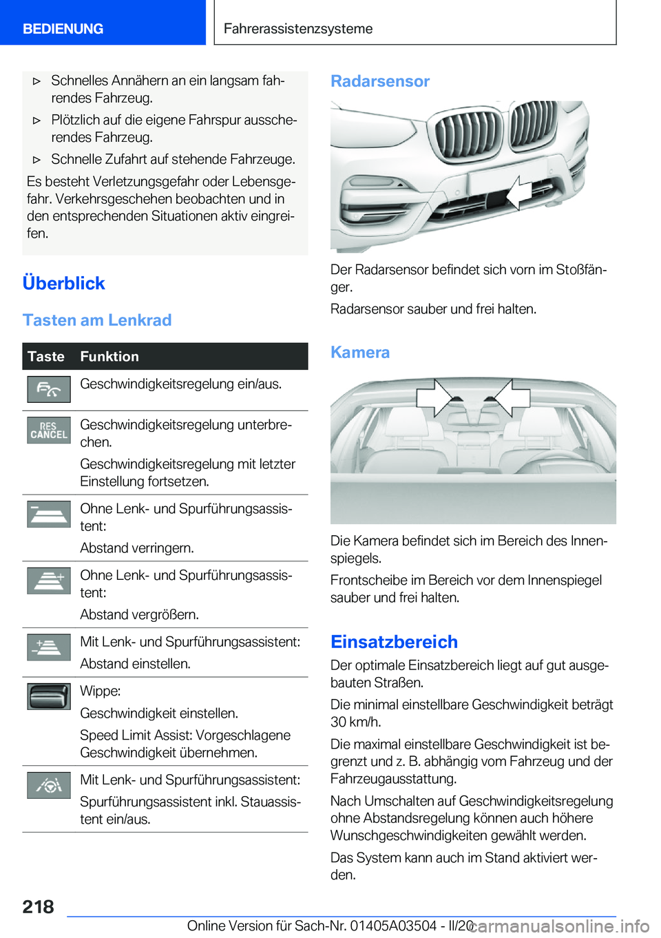 BMW X3 2020  Betriebsanleitungen (in German) x�S�c�h�n�e�l�l�e�s��A�n�n�