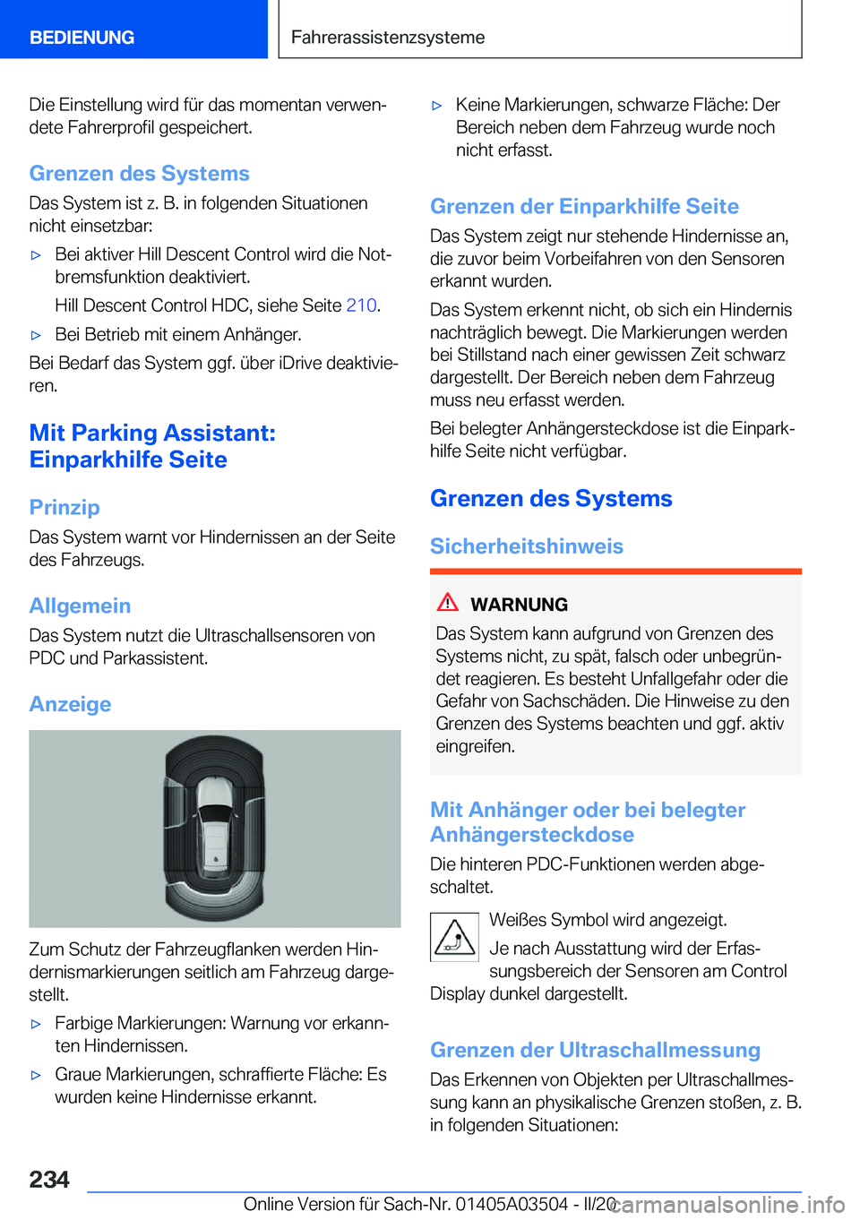 BMW X3 2020  Betriebsanleitungen (in German) �D�i�e��E�i�n�s�t�e�l�l�u�n�g��w�i�r�d��f�