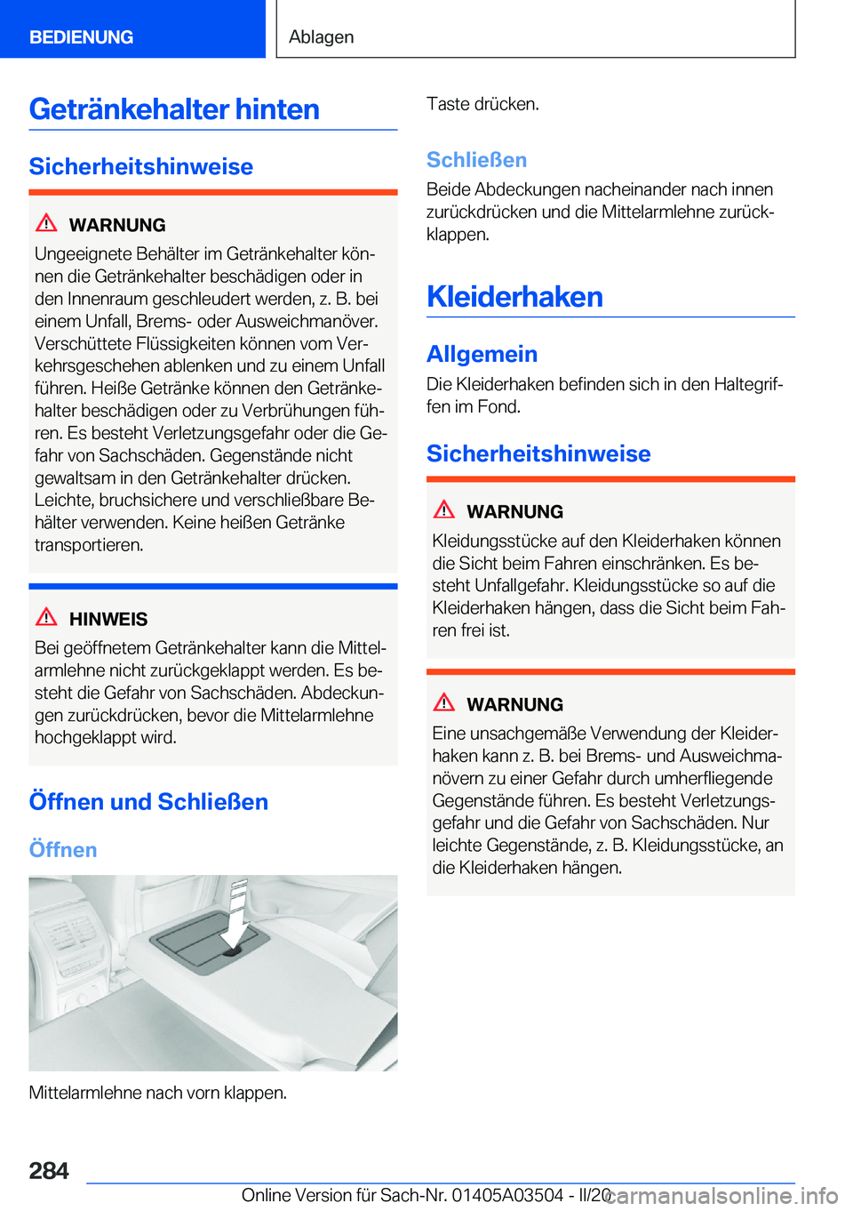 BMW X3 2020  Betriebsanleitungen (in German) �G�e�t�r�