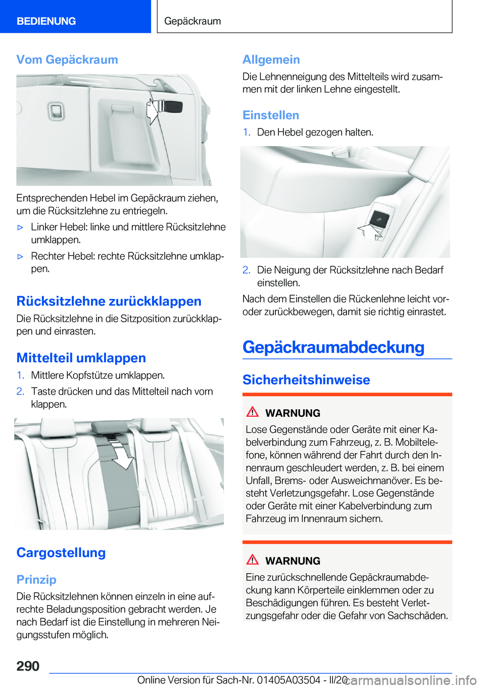 BMW X3 2020  Betriebsanleitungen (in German) �V�o�m��G�e�p�