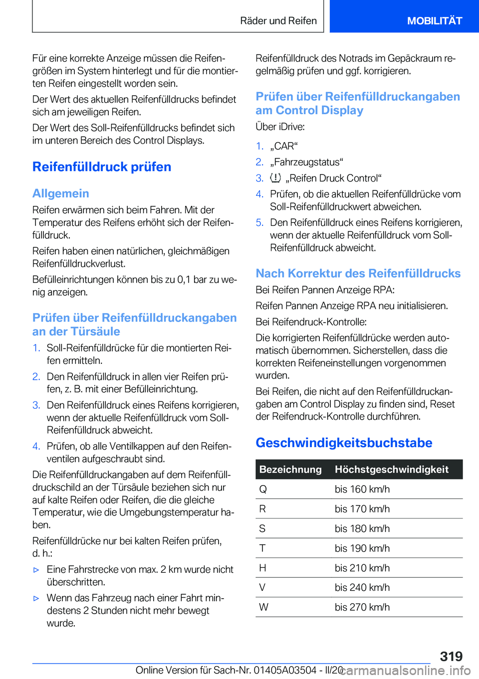 BMW X3 2020  Betriebsanleitungen (in German) �F�