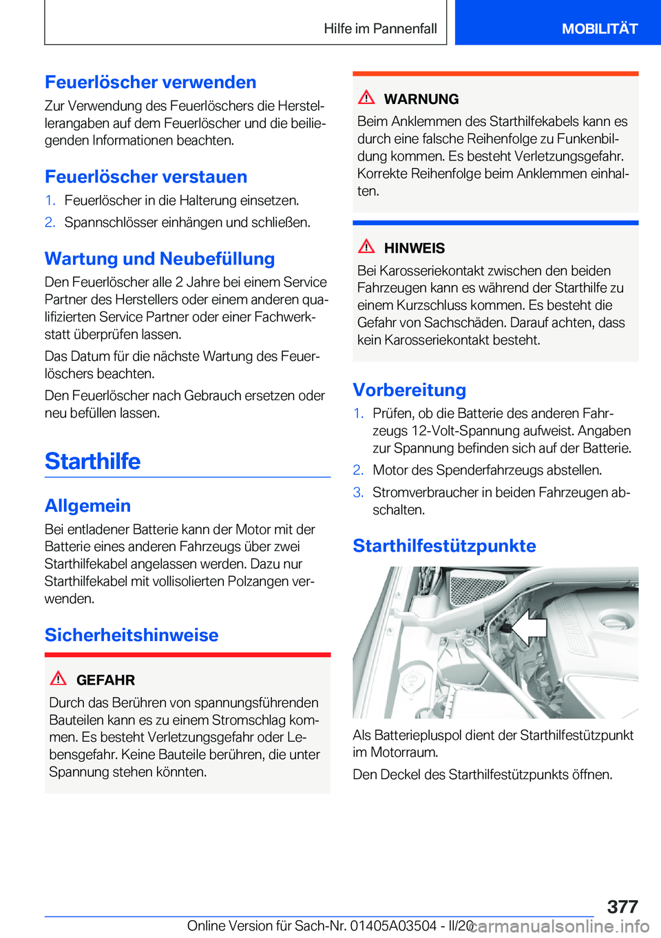 BMW X3 2020  Betriebsanleitungen (in German) �F�e�u�e�r�l�