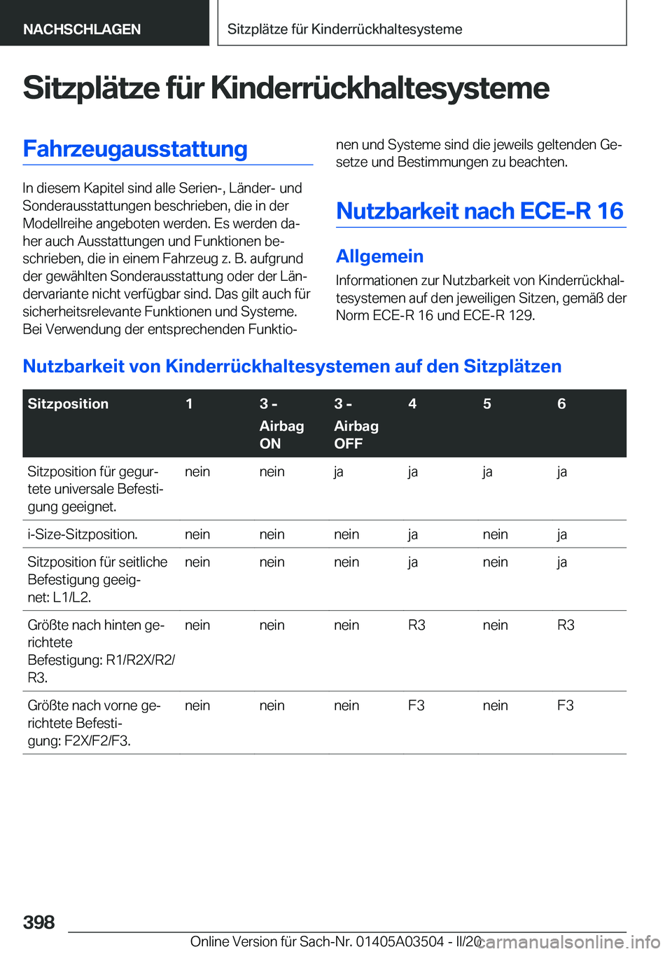 BMW X3 2020  Betriebsanleitungen (in German) �S�i�t�z�p�l�