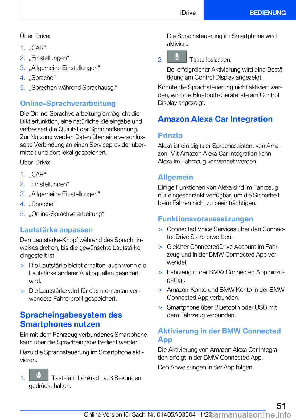 BMW X3 2020  Betriebsanleitungen (in German) �
