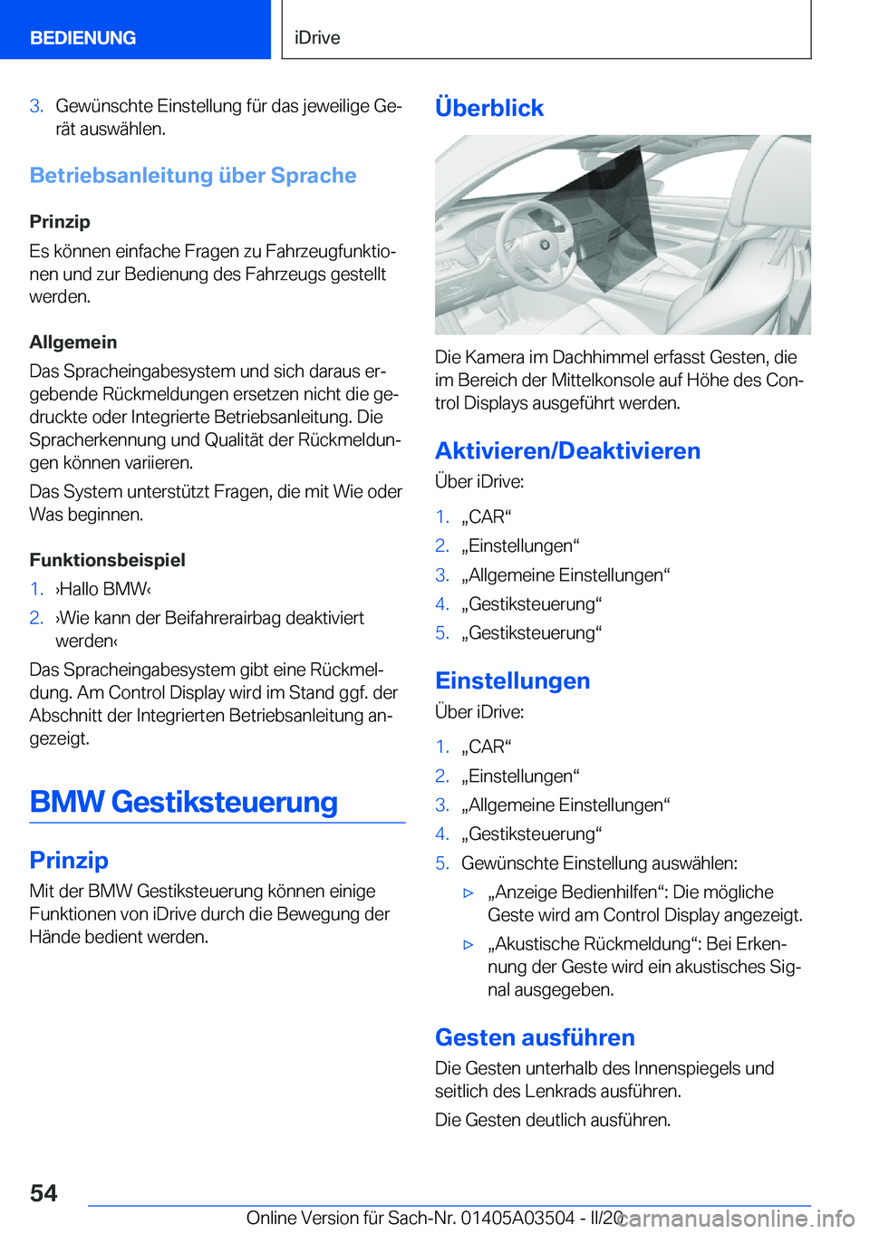 BMW X3 2020  Betriebsanleitungen (in German) �3�.�G�e�w�