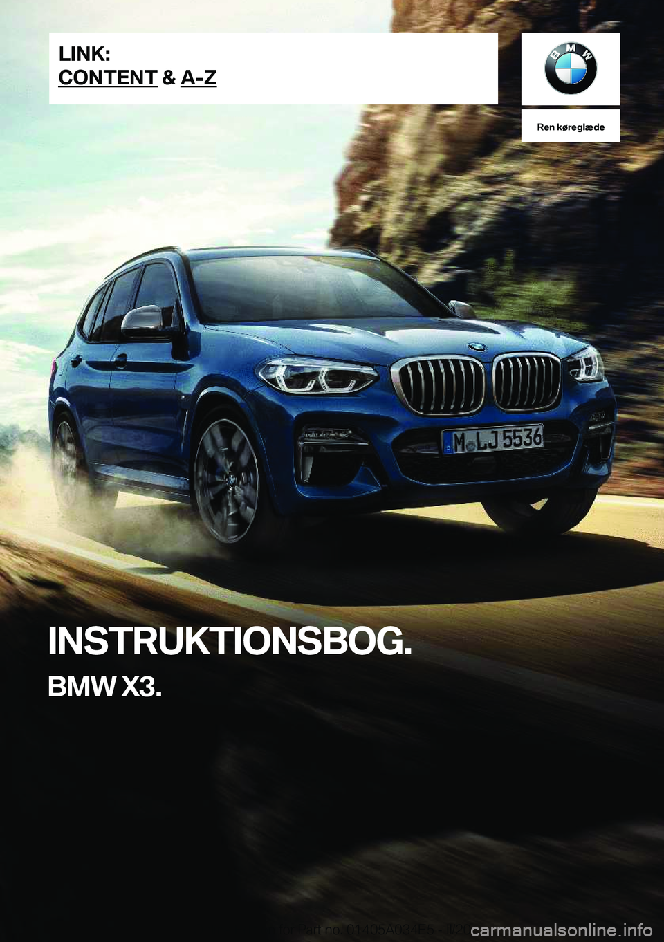 BMW X3 2020  InstruktionsbØger (in Danish) �R�e�n��k�