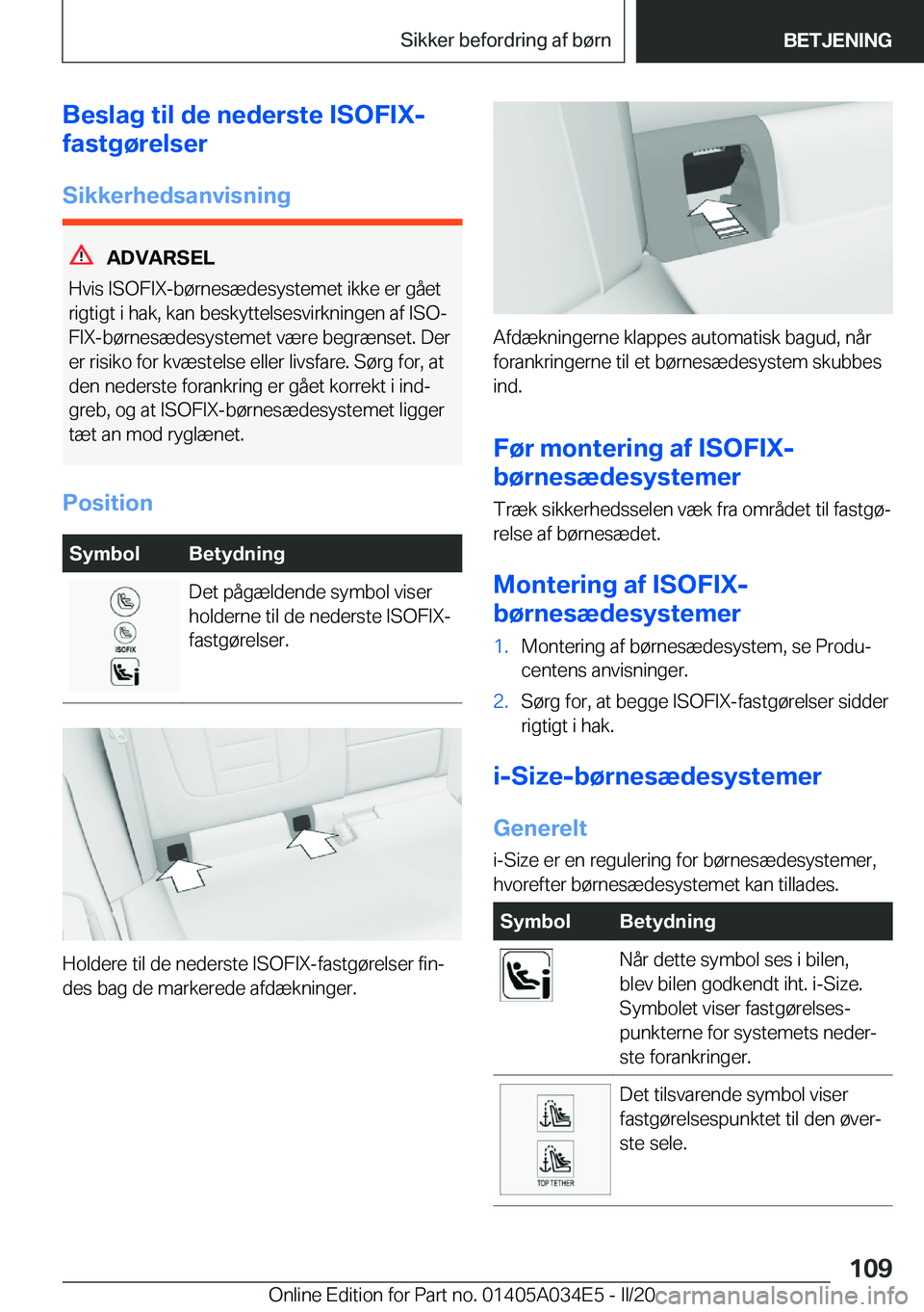 BMW X3 2020  InstruktionsbØger (in Danish) �B�e�s�l�a�g��t�i�l��d�e��n�e�d�e�r�s�t�e��I�S�O�F�I�X�-
�f�a�s�t�g�