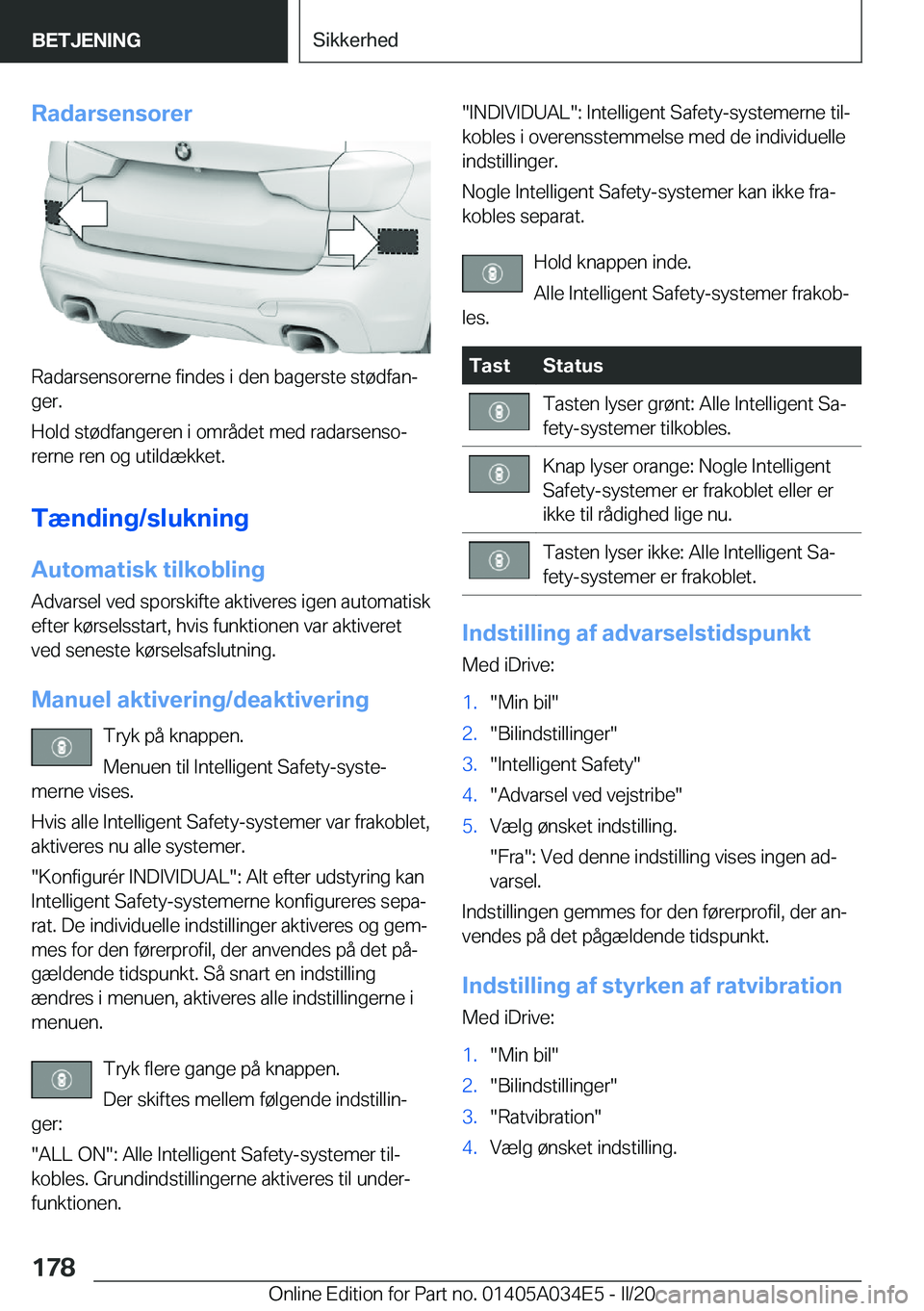 BMW X3 2020  InstruktionsbØger (in Danish) �R�a�d�a�r�s�e�n�s�o�r�e�r
�R�a�d�a�r�s�e�n�s�o�r�e�r�n�e��f�i�n�d�e�s��i��d�e�n��b�a�g�e�r�s�t�e��s�t�