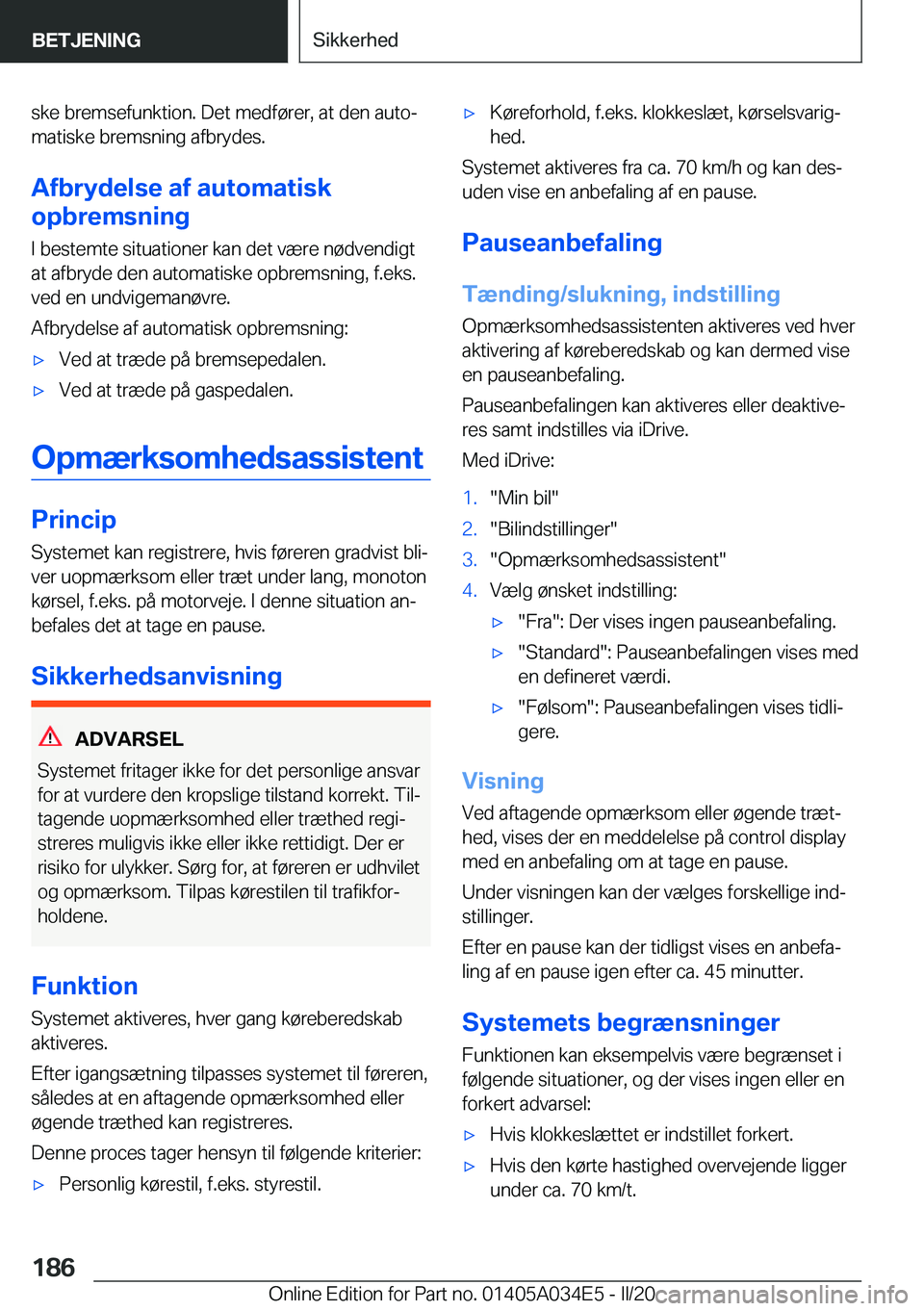 BMW X3 2020  InstruktionsbØger (in Danish) �s�k�e��b�r�e�m�s�e�f�u�n�k�t�i�o�n�.��D�e�t��m�e�d�f�