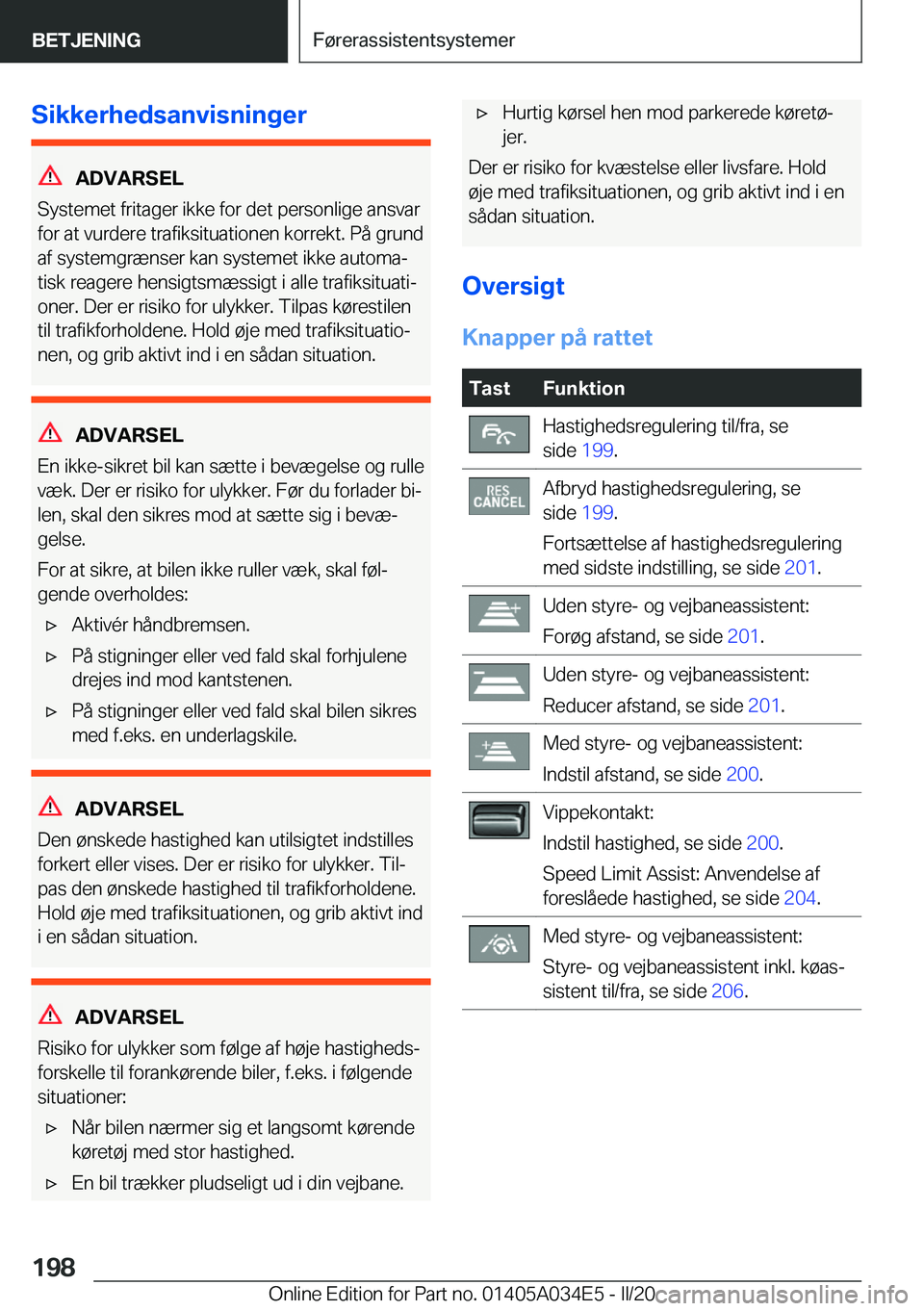 BMW X3 2020  InstruktionsbØger (in Danish) �S�i�k�k�e�r�h�e�d�s�a�n�v�i�s�n�i�n�g�e�r
�A�D�V�A�R�S�E�L
�S�y�s�t�e�m�e�t��f�r�i�t�a�g�e�r��i�k�k�e��f�o�r��d�e�t��p�e�r�s�o�n�l�i�g�e��a�n�s�v�a�r �f�o�r��a�t��v�u�r�d�e�r�e��t�r�a�f�i�k�