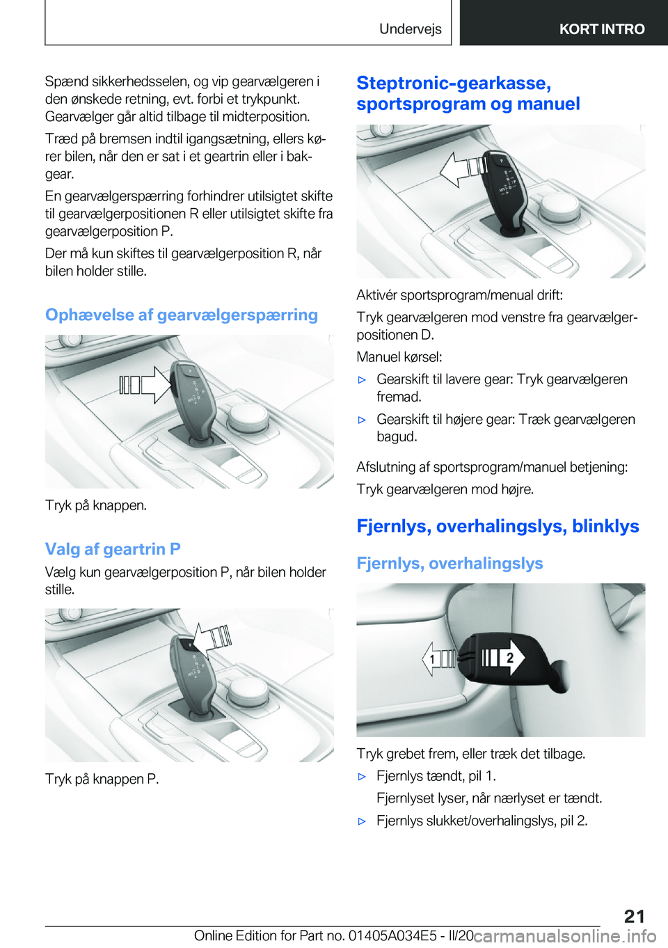 BMW X3 2020  InstruktionsbØger (in Danish) �S�p�æ�n�d��s�i�k�k�e�r�h�e�d�s�s�e�l�e�n�,��o�g��v�i�p��g�e�a�r�v�æ�l�g�e�r�e�n��i�d�e�n��