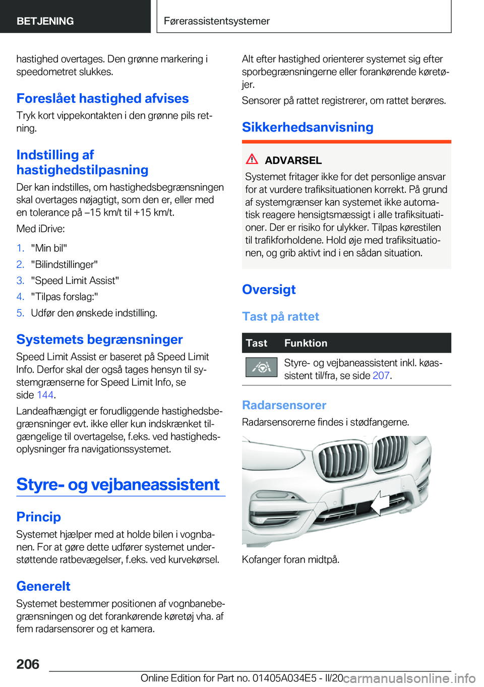 BMW X3 2020  InstruktionsbØger (in Danish) �h�a�s�t�i�g�h�e�d��o�v�e�r�t�a�g�e�s�.��D�e�n��g�r�