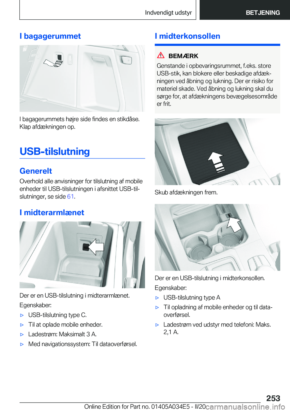 BMW X3 2020  InstruktionsbØger (in Danish) �I��b�a�g�a�g�e�r�u�m�m�e�t
�I��b�a�g�a�g�e�r�u�m�m�e�t�s��h�