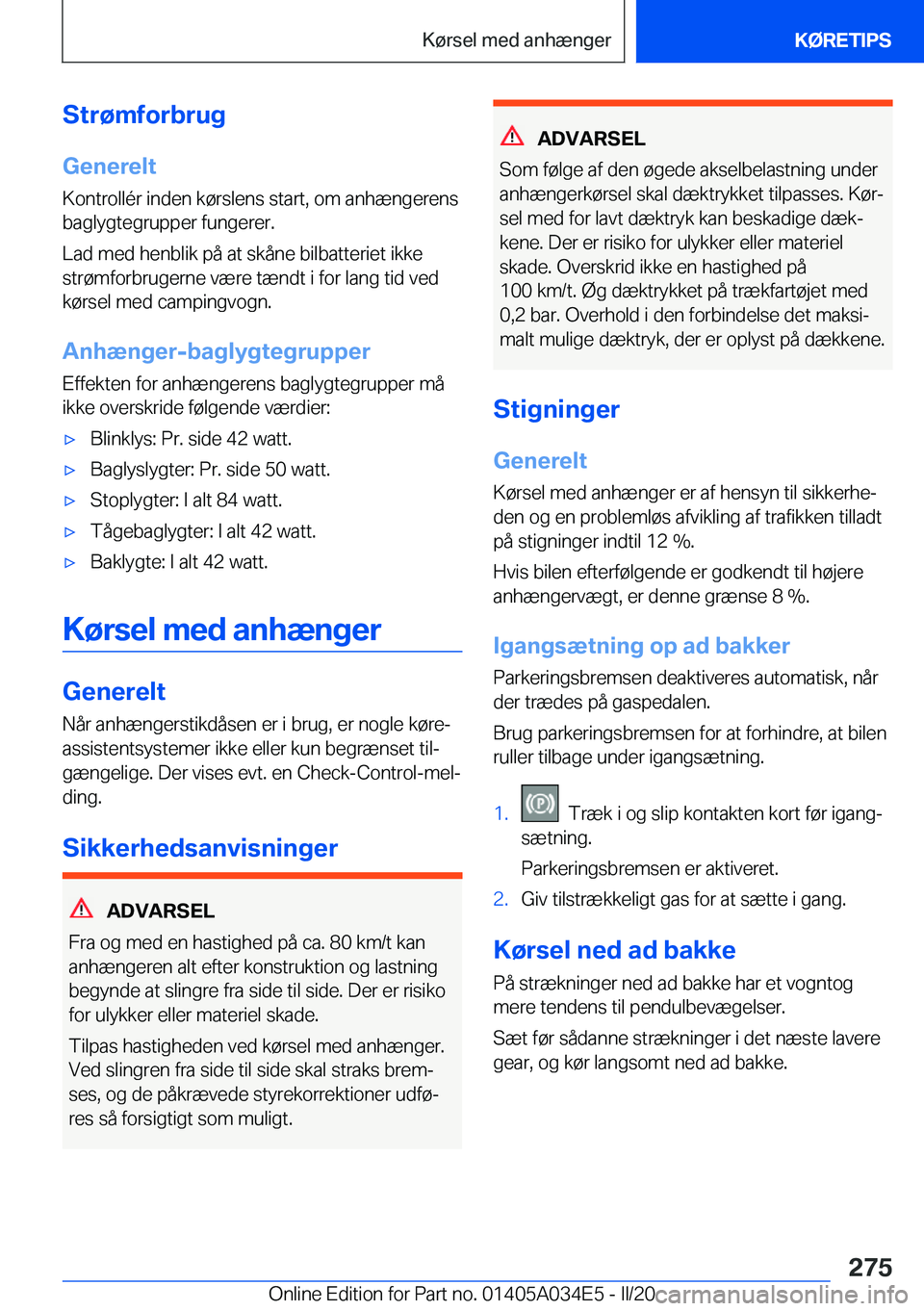 BMW X3 2020  InstruktionsbØger (in Danish) �S�t�r�