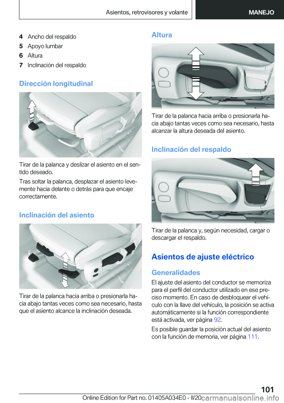 BMW X3 2020  Manuales de Empleo (in Spanish) �4�A�n�c�h�o��d�e�l��r�e�s�p�a�l�d�o�5�A�p�o�y�o��l�u�m�b�a�r�6�A�l�t�u�r�a�7�I�n�c�l�i�n�a�c�i�