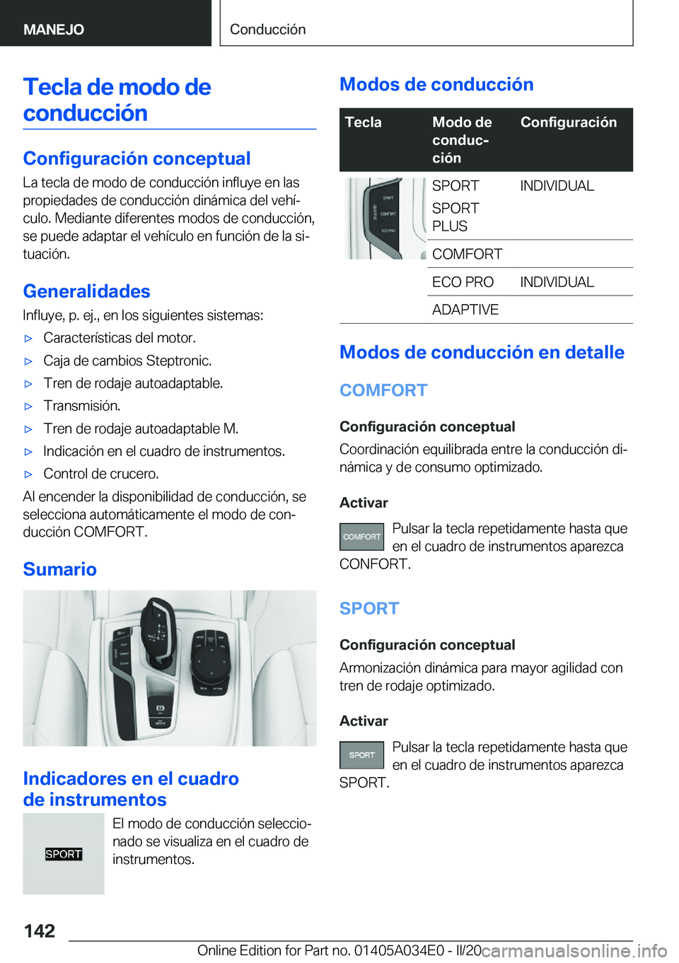 BMW X3 2020  Manuales de Empleo (in Spanish) �T�e�c�l�a��d�e��m�o�d�o��d�e�c�o�n�d�u�c�c�i�