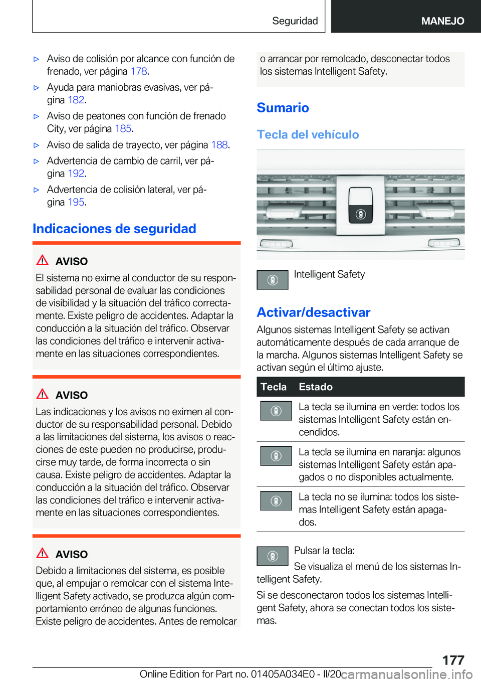 BMW X3 2020  Manuales de Empleo (in Spanish) x�A�v�i�s�o��d�e��c�o�l�i�s�i�