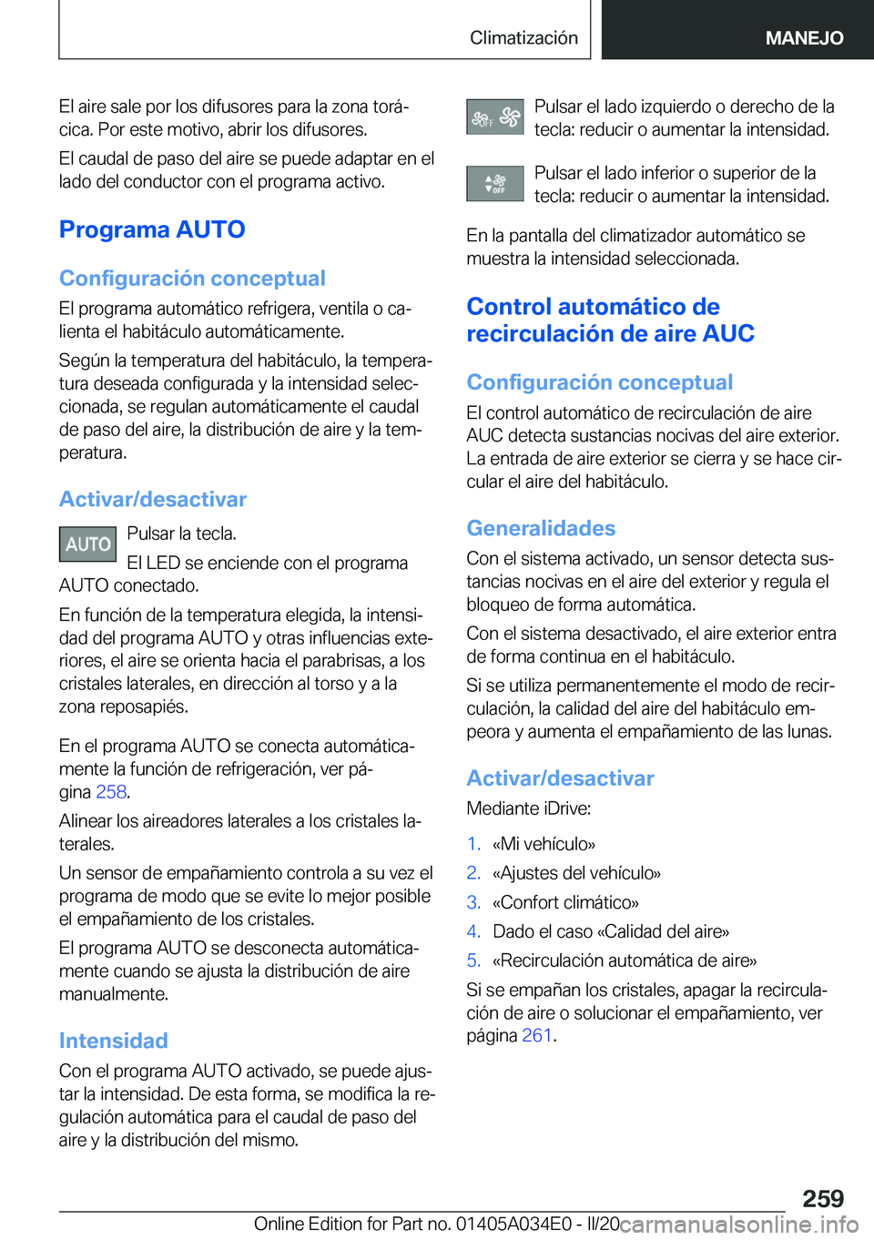 BMW X3 2020  Manuales de Empleo (in Spanish) �E�l��a�i�r�e��s�a�l�e��p�o�r��l�o�s��d�i�f�u�s�o�r�e�s��p�a�r�a��l�a��z�o�n�a��t�o�r�