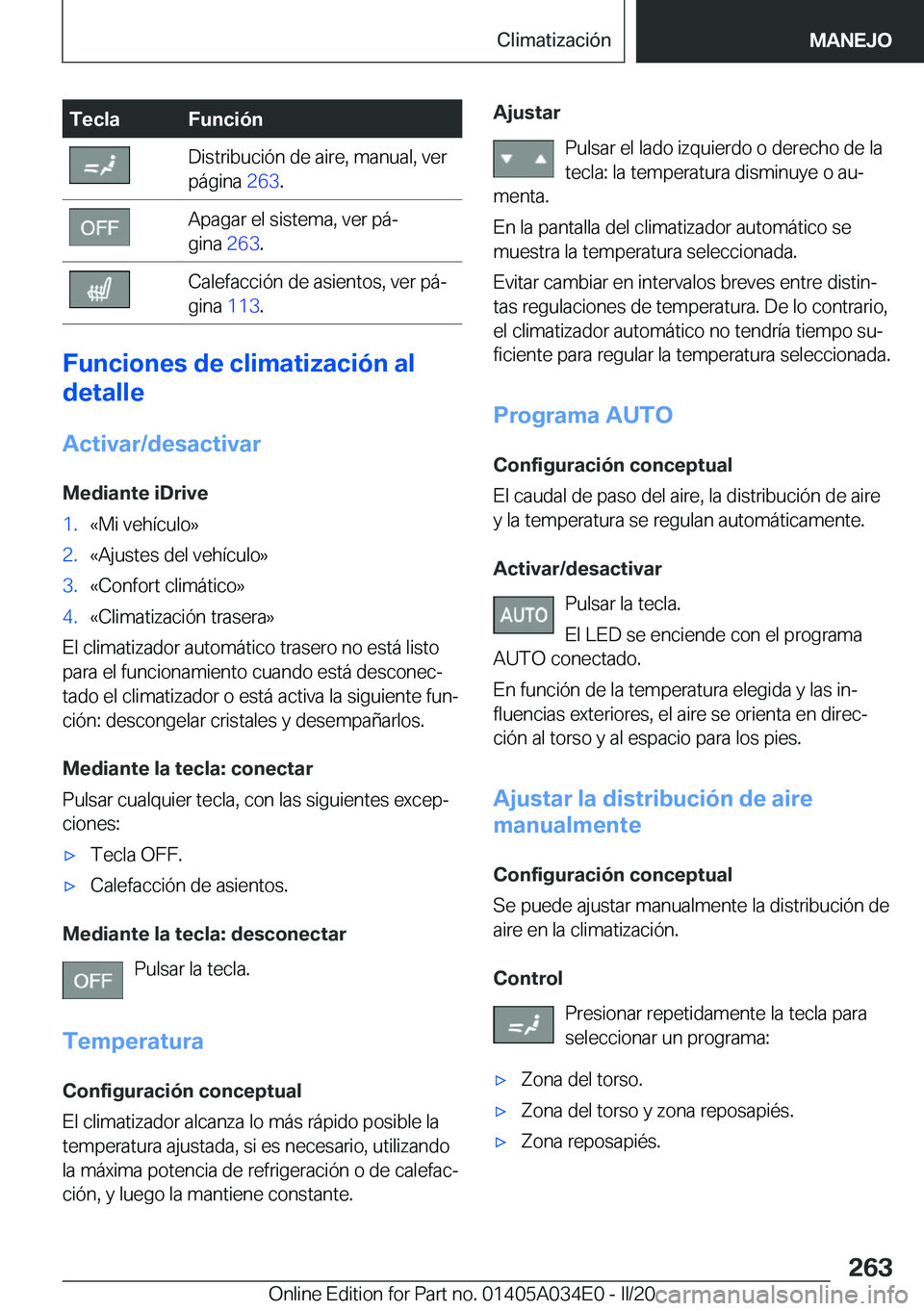 BMW X3 2020  Manuales de Empleo (in Spanish) �T�e�c�l�a�F�u�n�c�i�