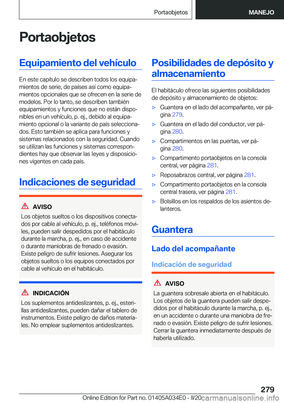 BMW X3 2020  Manuales de Empleo (in Spanish) �P�o�r�t�a�o�b�j�e�t�o�s�E�q�u�i�p�a�m�i�e�n�t�o��d�e�l��v�e�h�
