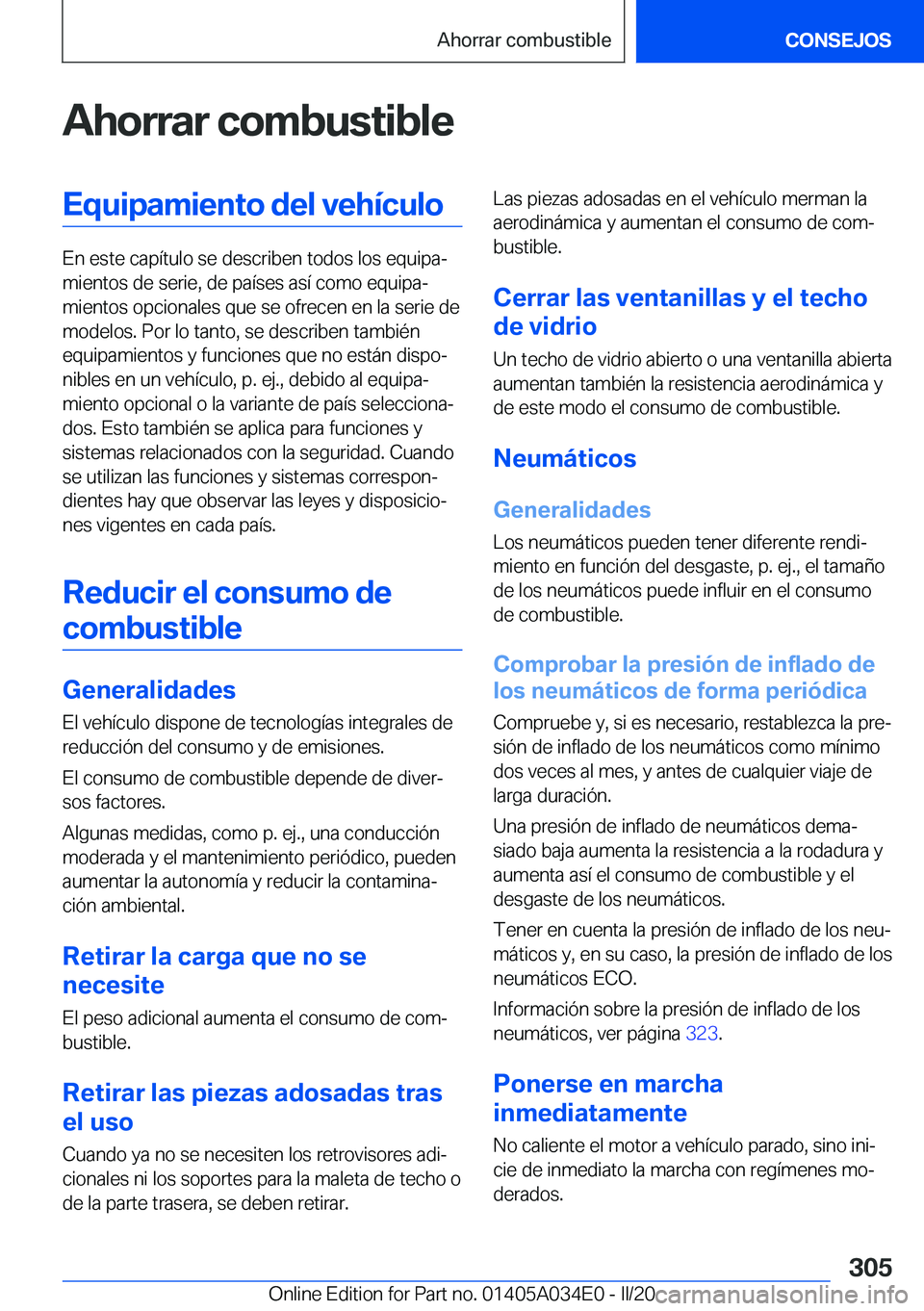 BMW X3 2020  Manuales de Empleo (in Spanish) �A�h�o�r�r�a�r��c�o�m�b�u�s�t�i�b�l�e�E�q�u�i�p�a�m�i�e�n�t�o��d�e�l��v�e�h�