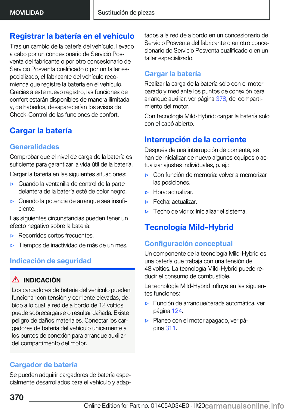 BMW X3 2020  Manuales de Empleo (in Spanish) �R�e�g�i�s�t�r�a�r��l�a��b�a�t�e�r�