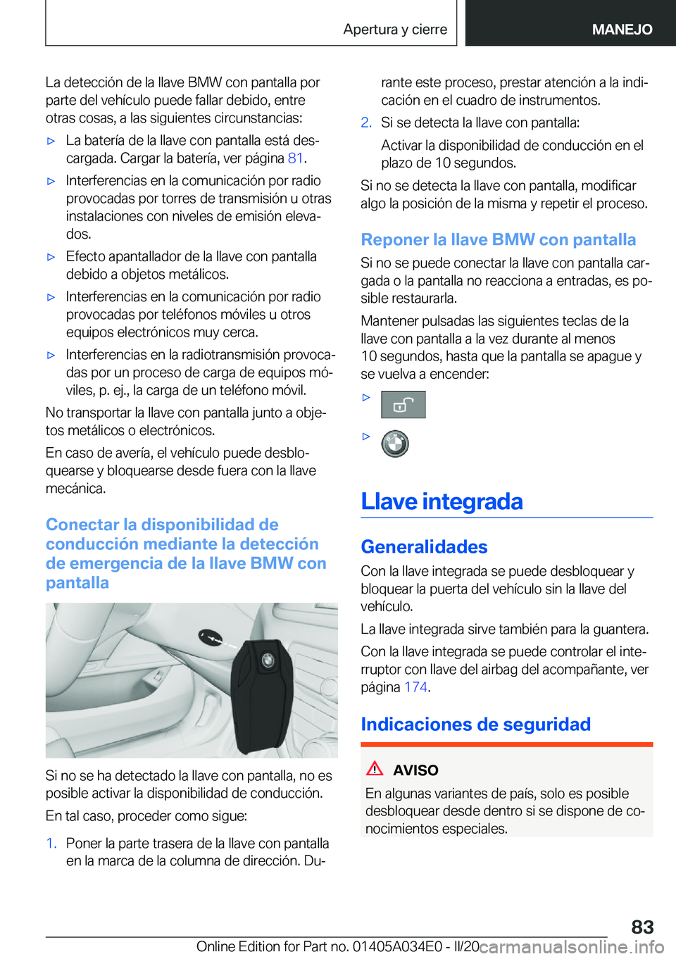 BMW X3 2020  Manuales de Empleo (in Spanish) �L�a��d�e�t�e�c�c�i�