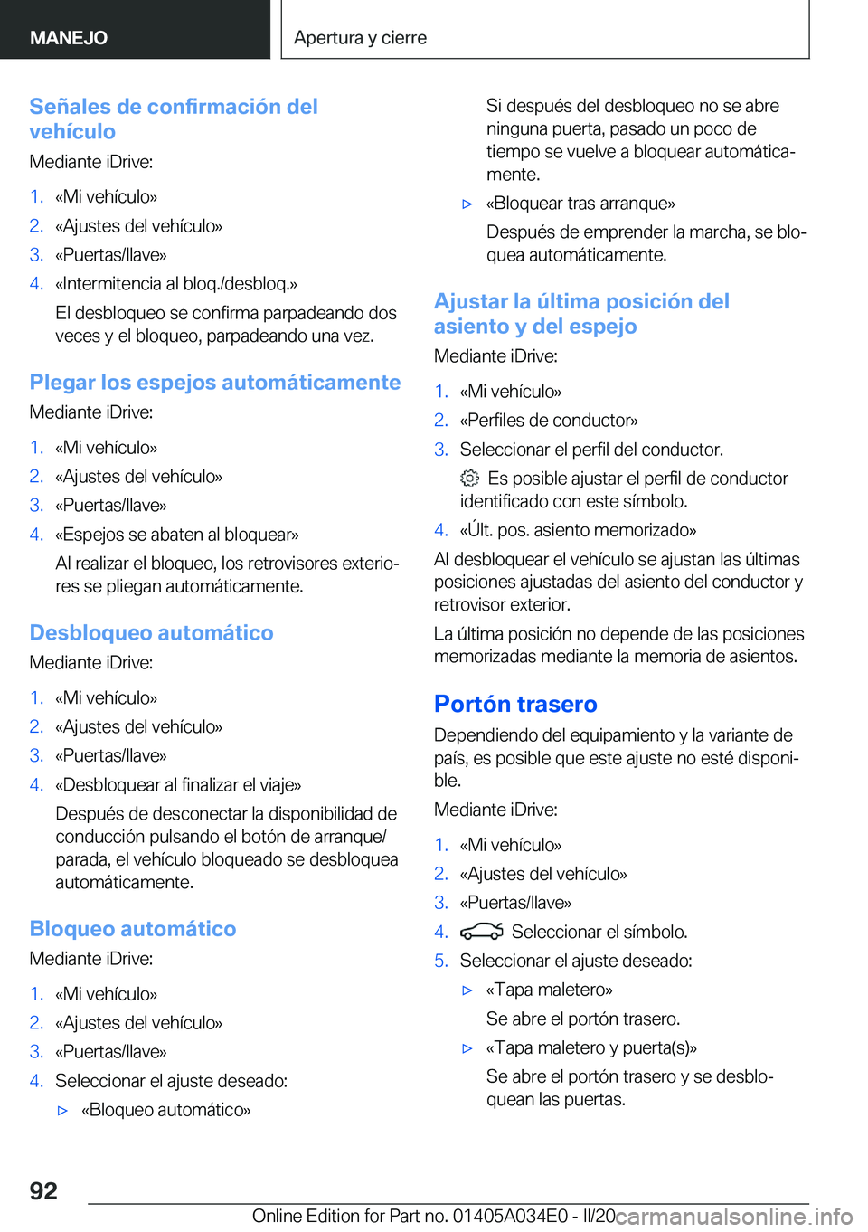 BMW X3 2020  Manuales de Empleo (in Spanish) �S�e�