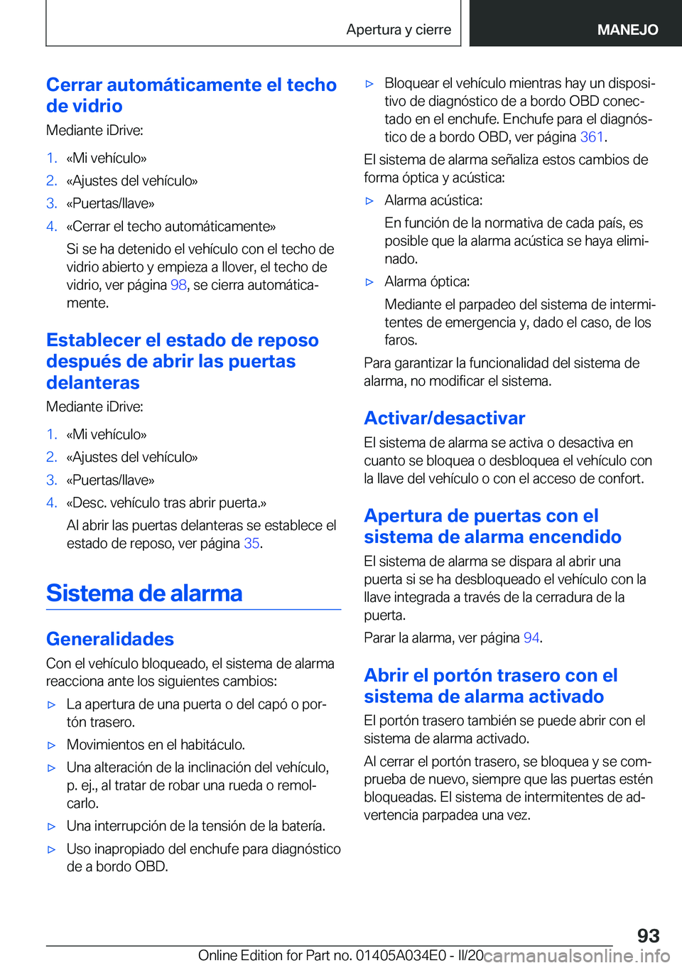 BMW X3 2020  Manuales de Empleo (in Spanish) �C�e�r�r�a�r��a�u�t�o�m�
