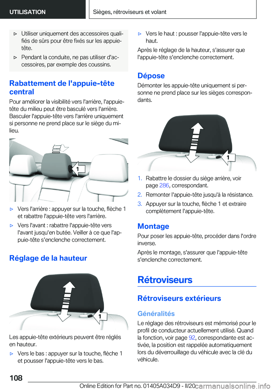 BMW X3 2020  Notices Demploi (in French) 'x�U�t�i�l�i�s�e�r��u�n�i�q�u�e�m�e�n�t��d�e�s��a�c�c�e�s�s�o�i�r�e�s��q�u�a�l�ij
�f�i�é�s��d�e��s�