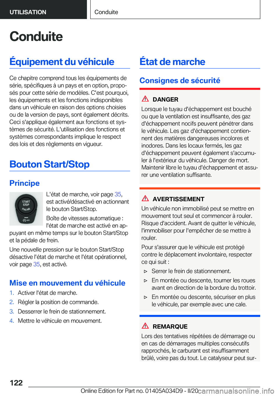 BMW X3 2020  Notices Demploi (in French) �C�o�n�d�u�i�t�e�