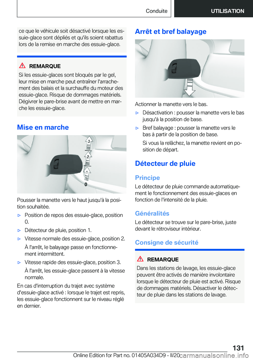 BMW X3 2020  Notices Demploi (in French) �c�e��q�u�e��l�e��v�é�h�i�c�u�l�e��s�o�i�t��d�é�s�a�c�t�i�v�é��l�o�r�s�q�u�e��l�e�s��e�sj�s�u�i�e�-�g�l�a�c�e��s�o�n�t��d�é�p�l�i�é�s��e�t��q�u�'�i�l�s��s�o�i�e�n�t��r�a�b�a�t�