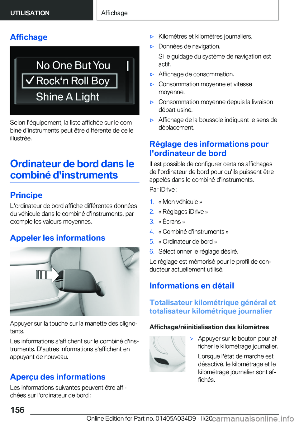 BMW X3 2020  Notices Demploi (in French) �A�f�f�i�c�h�a�g�e
�S�e�l�o�n��l�'�é�q�u�i�p�e�m�e�n�t�,��l�a��l�i�s�t�e��a�f�f�i�c�h�é�e��s�u�r��l�e��c�o�mj
�b�i�n�é��d�'�i�n�s�t�r�u�m�e�n�t�s��p�e�u�t��ê�t�r�e��d�i�f�f�é�