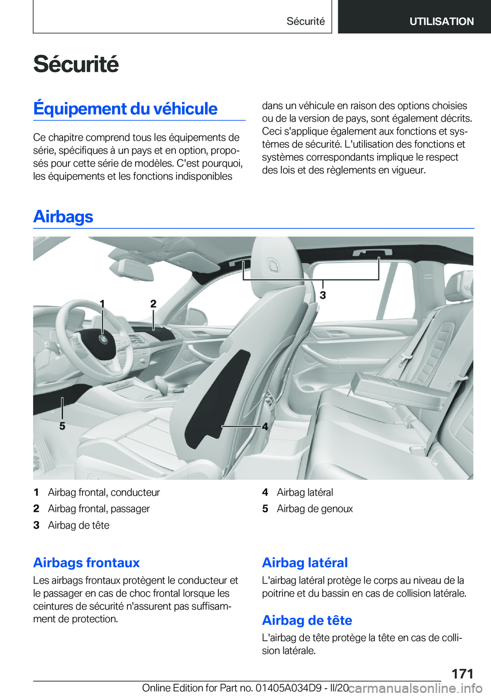 BMW X3 2020  Notices Demploi (in French) �S�é�c�u�r�i�t�é�