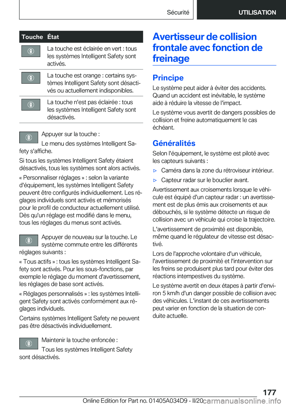 BMW X3 2020  Notices Demploi (in French) �T�o�u�c�h�e�