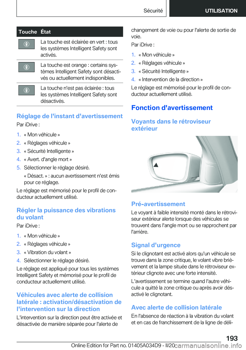 BMW X3 2020  Notices Demploi (in French) �T�o�u�c�h�e�