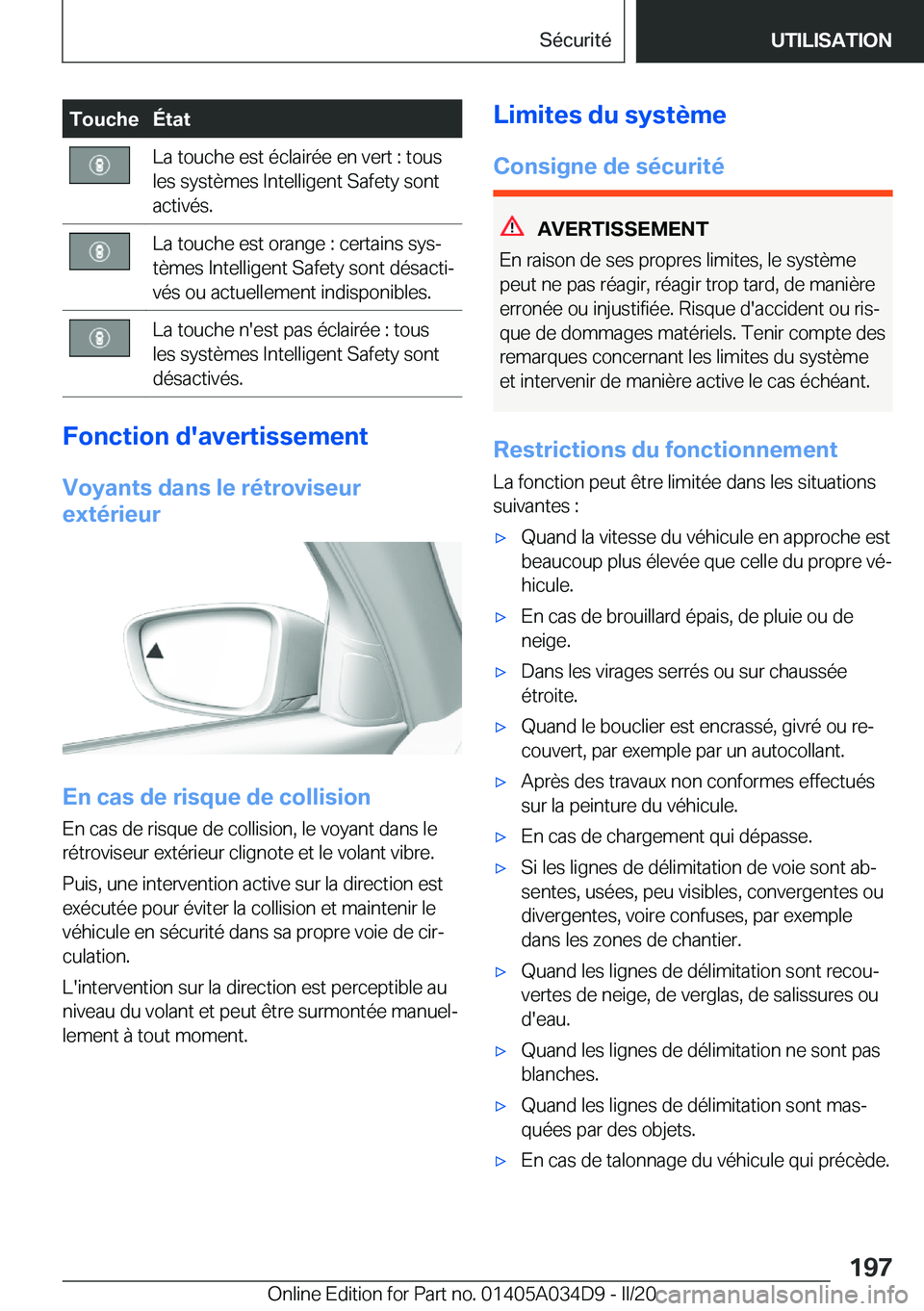 BMW X3 2020  Notices Demploi (in French) �T�o�u�c�h�e�