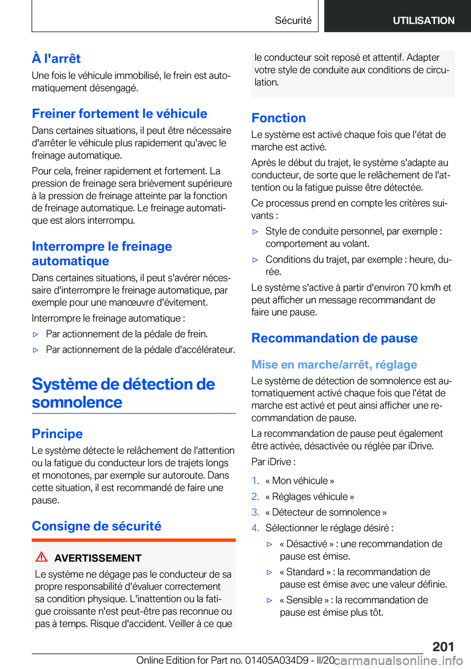 BMW X3 2020  Notices Demploi (in French) �