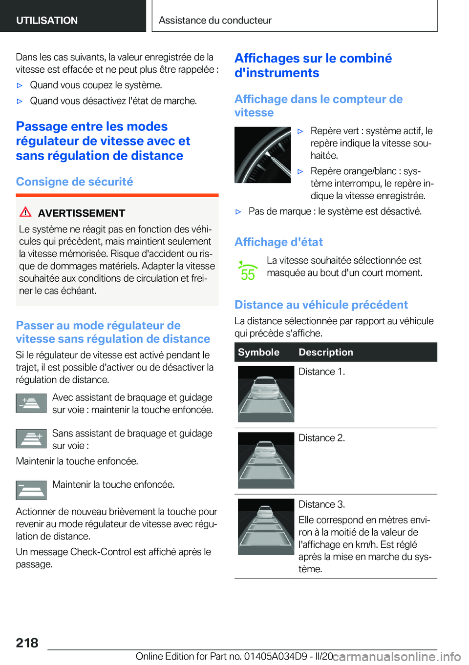 BMW X3 2020  Notices Demploi (in French) �D�a�n�s��l�e�s��c�a�s��s�u�i�v�a�n�t�s�,��l�a��v�a�l�e�u�r��e�n�r�e�g�i�s�t�r�é�e��d�e��l�a�v�i�t�e�s�s�e��e�s�t��e�f�f�a�c�é�e��e�t��n�e��p�e�u�t��p�l�u�s��ê�t�r�e��r�a�p�p�e�l�é