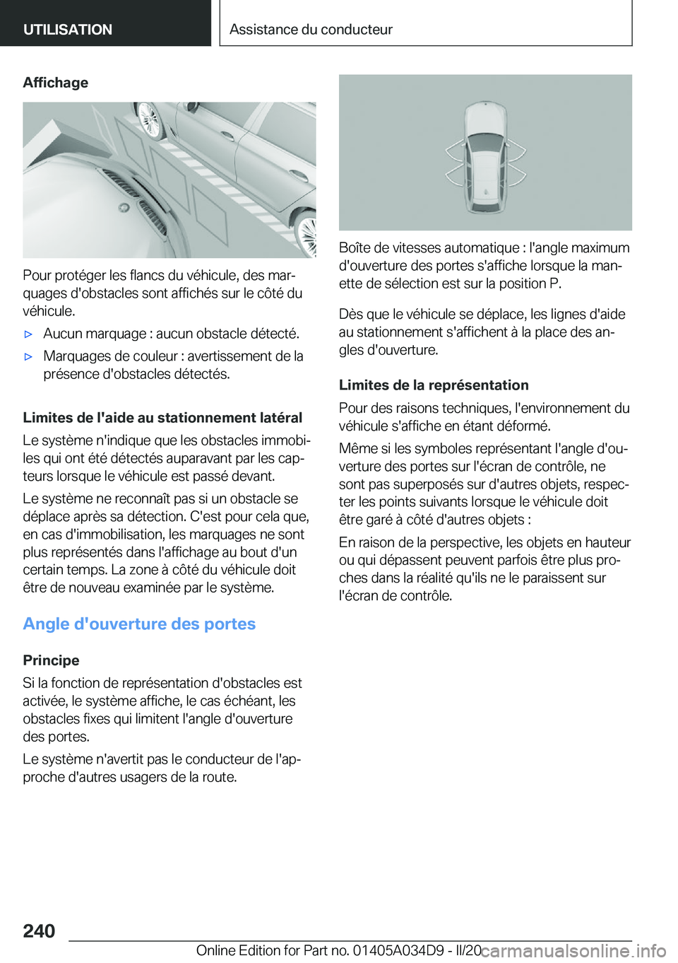 BMW X3 2020  Notices Demploi (in French) �A�f�f�i�c�h�a�g�e
�P�o�u�r��p�r�o�t�é�g�e�r��l�e�s��f�l�a�n�c�s��d�u��v�é�h�i�c�u�l�e�,��d�e�s��m�a�rj
�q�u�a�g�e�s��d�'�o�b�s�t�a�c�l�e�s��s�o�n�t��a�f�f�i�c�h�é�s��s�u�r��l�e��