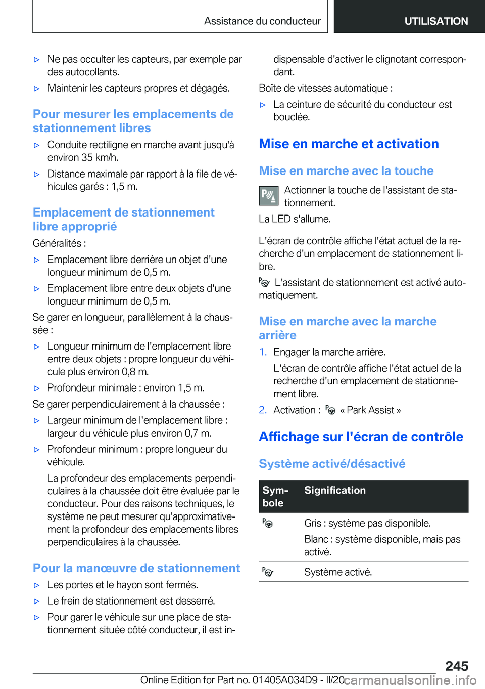 BMW X3 2020  Notices Demploi (in French) 'x�N�e��p�a�s��o�c�c�u�l�t�e�r��l�e�s��c�a�p�t�e�u�r�s�,��p�a�r��e�x�e�m�p�l�e��p�a�r�d�e�s��a�u�t�o�c�o�l�l�a�n�t�s�.'x�M�a�i�n�t�e�n�i�r��l�e�s��c�a�p�t�e�u�r�s��p�r�o�p�r�e�s��e