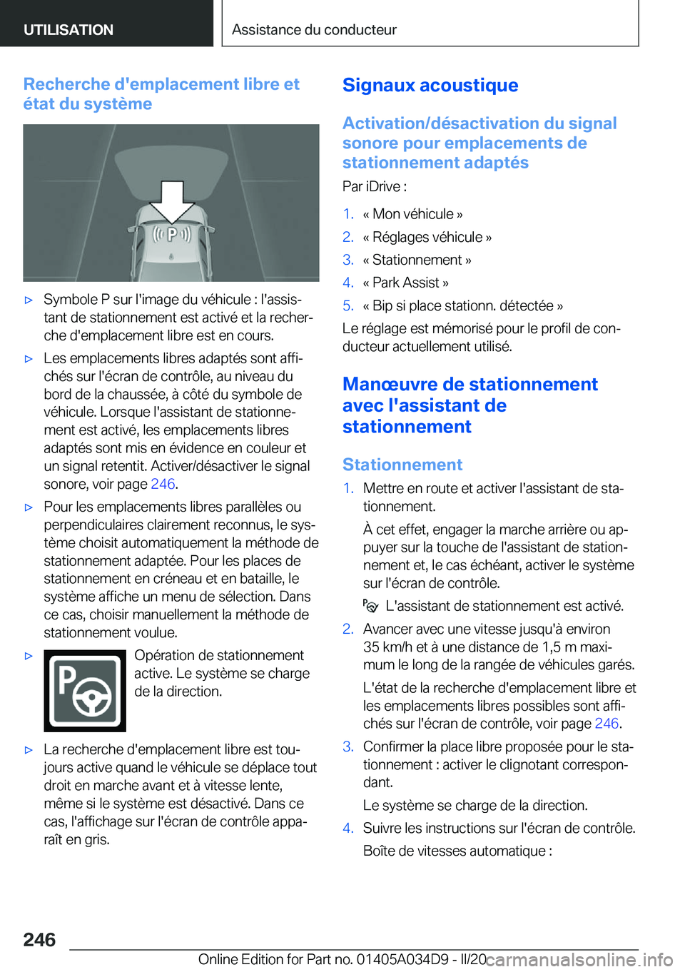 BMW X3 2020  Notices Demploi (in French) �R�e�c�h�e�r�c�h�e��d�'�e�m�p�l�a�c�e�m�e�n�t��l�i�b�r�e��e�t
�é�t�a�t��d�u��s�y�s�t�è�m�e'x�S�y�m�b�o�l�e��P��s�u�r��l�'�i�m�a�g�e��d�u��v�é�h�i�c�u�l�e��:��l�'�a�s�s�i