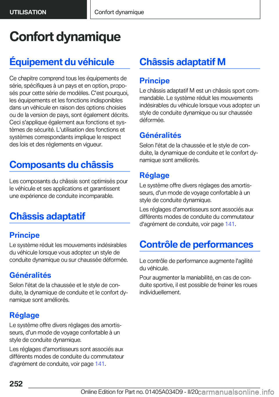 BMW X3 2020  Notices Demploi (in French) �C�o�n�f�o�r�t��d�y�n�a�m�i�q�u�e�