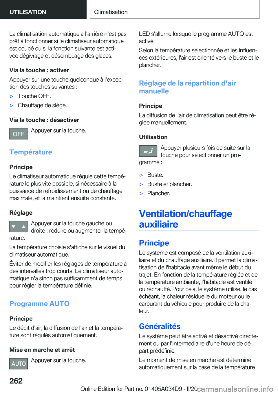 BMW X3 2020  Notices Demploi (in French) �L�a��c�l�i�m�a�t�i�s�a�t�i�o�n��a�u�t�o�m�a�t�i�q�u�e��