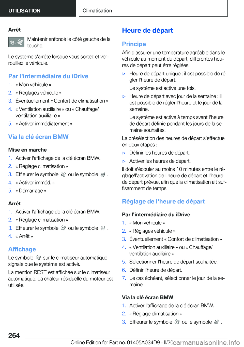 BMW X3 2020  Notices Demploi (in French) �A�r�r�ê�t�M�a�i�n�t�e�n�i�r��e�n�f�o�n�c�é��l�e��c�