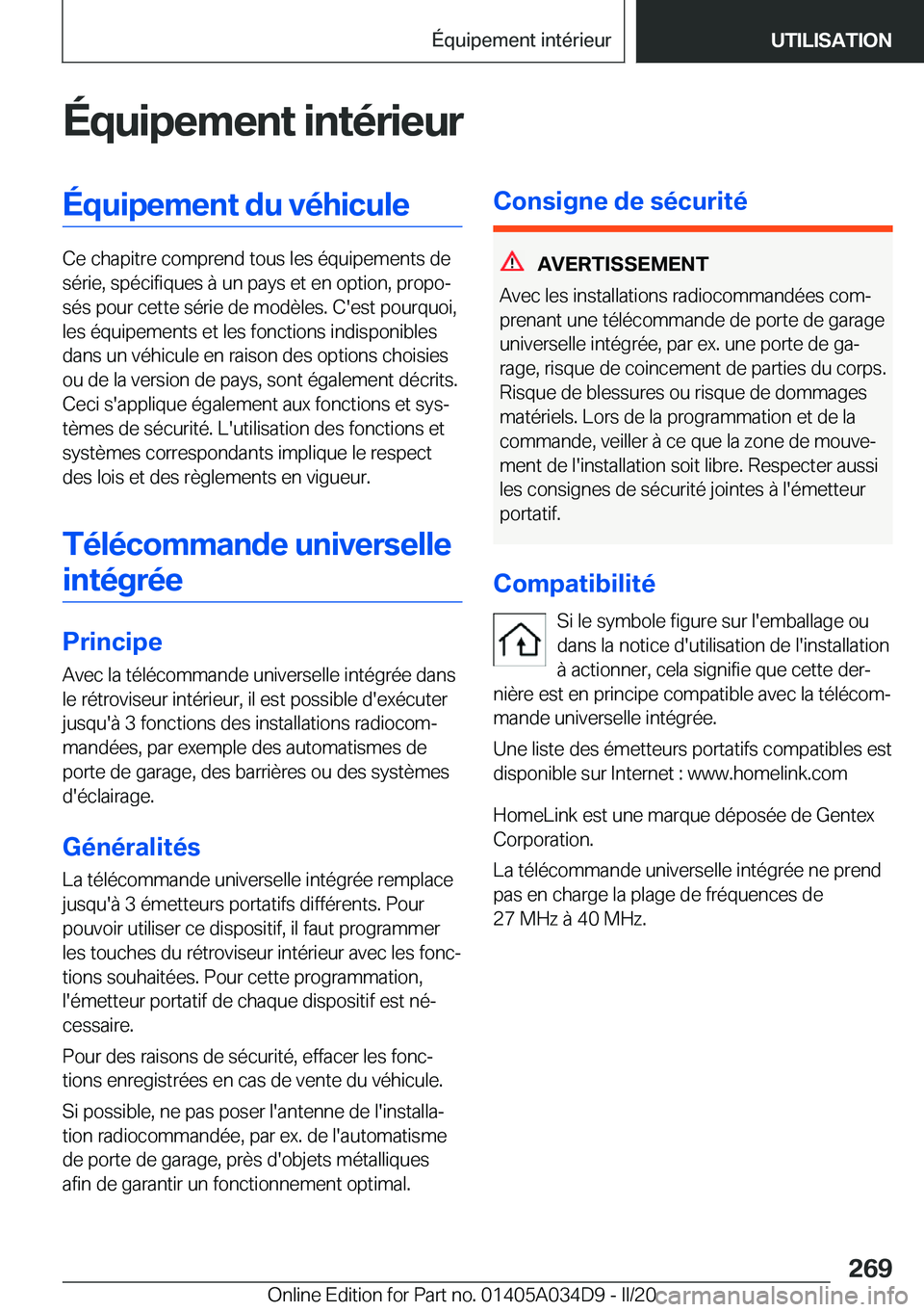 BMW X3 2020  Notices Demploi (in French) �