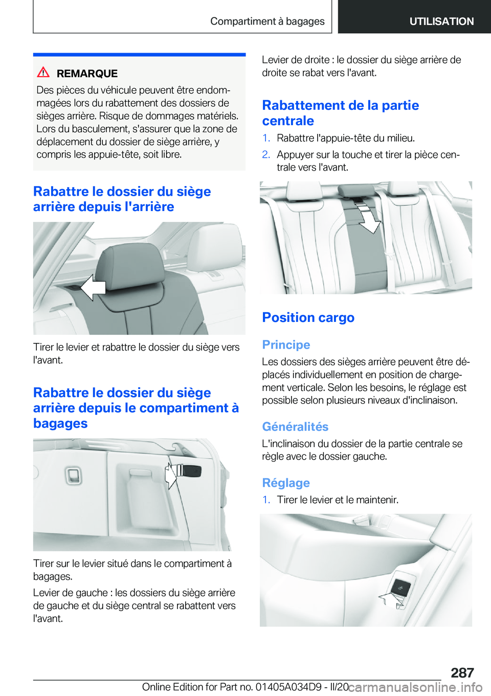 BMW X3 2020  Notices Demploi (in French) �R�E�M�A�R�Q�U�E
�D�e�s��p�i�è�c�e�s��d�u��v�é�h�i�c�u�l�e��p�e�u�v�e�n�t��ê�t�r�e��e�n�d�o�mj
�m�a�g�é�e�s��l�o�r�s��d�u��r�a�b�a�t�t�e�m�e�n�t��d�e�s��d�o�s�s�i�e�r�s��d�e
�s�i�è�g