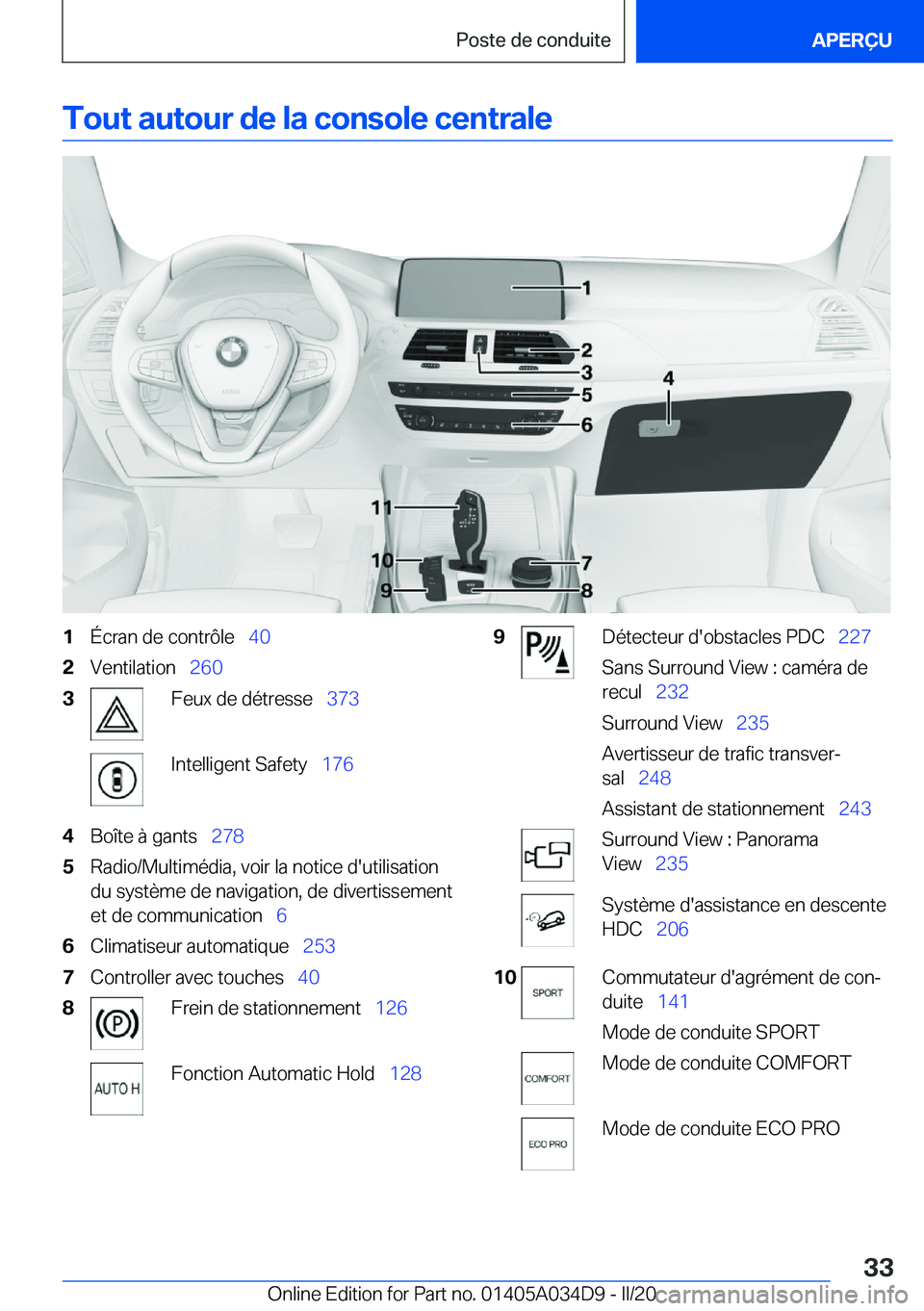 BMW X3 2020  Notices Demploi (in French) �T�o�u�t��a�u�t�o�u�r��d�e��l�a��c�o�n�s�o�l�e��c�e�n�t�r�a�l�e�1�