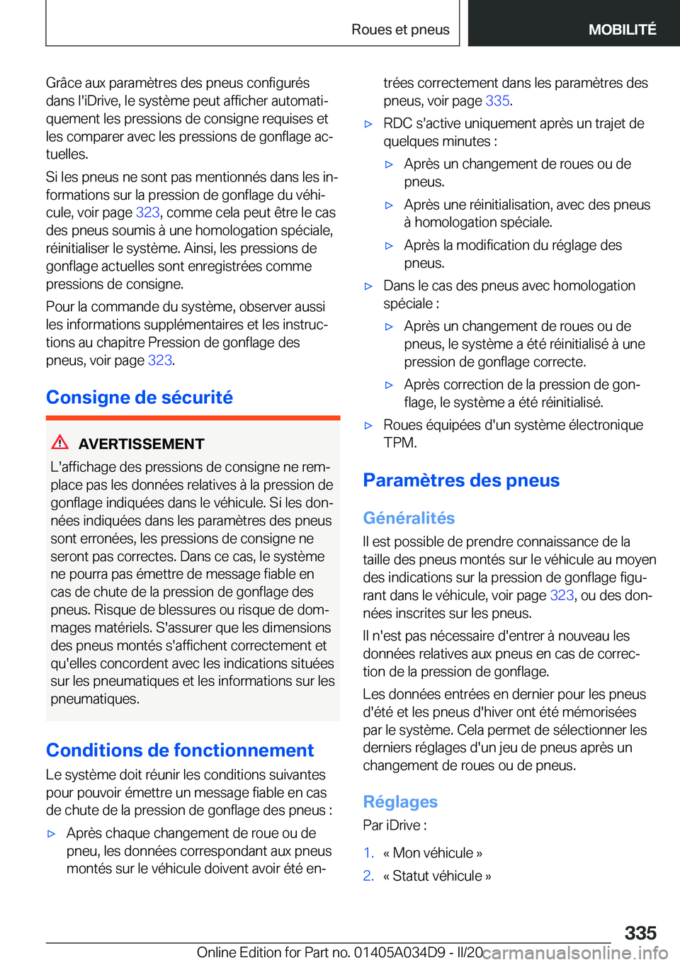 BMW X3 2020  Notices Demploi (in French) �G�r�